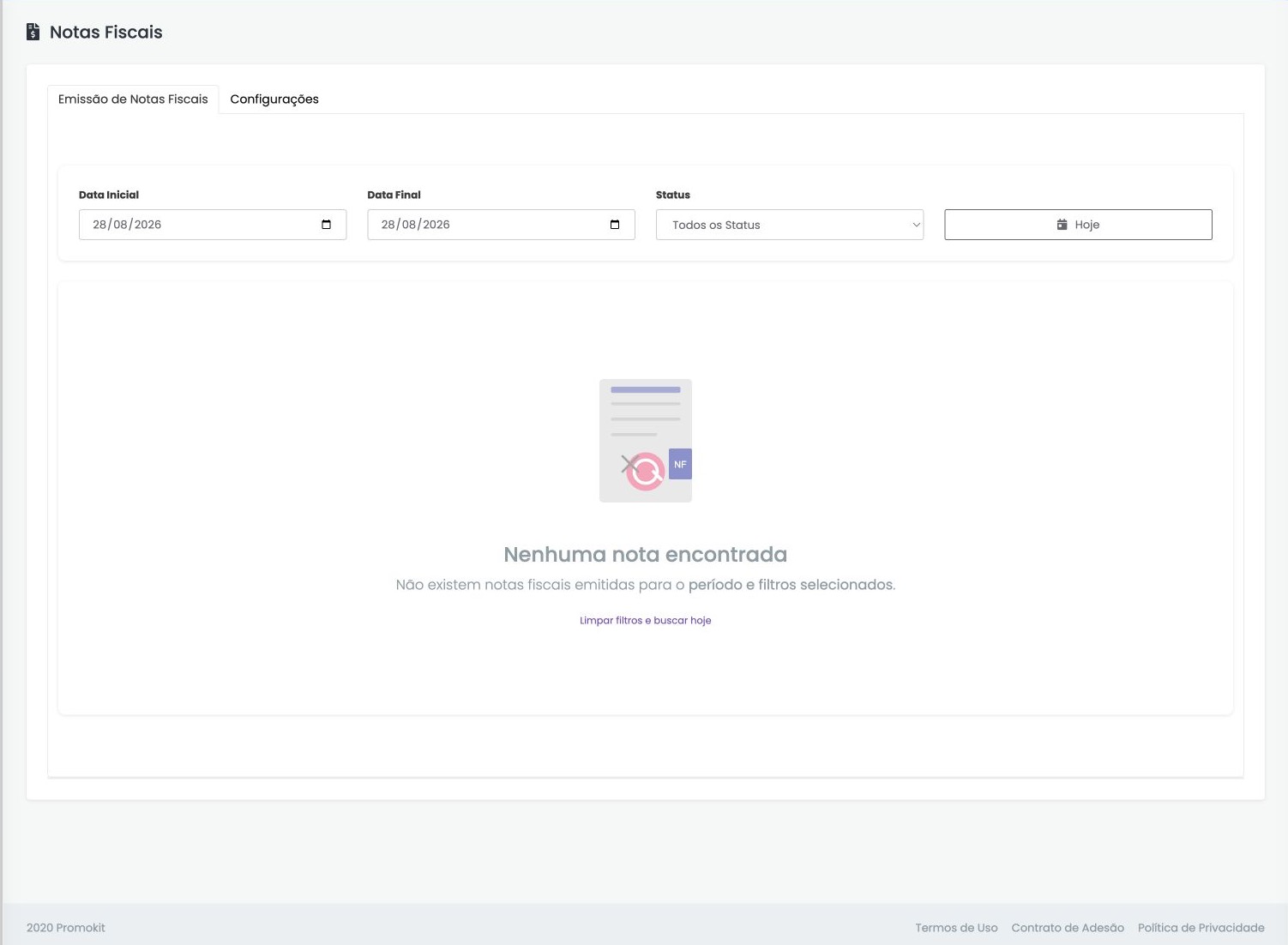 Emissão de NFC-e e filtros de notas fiscais
