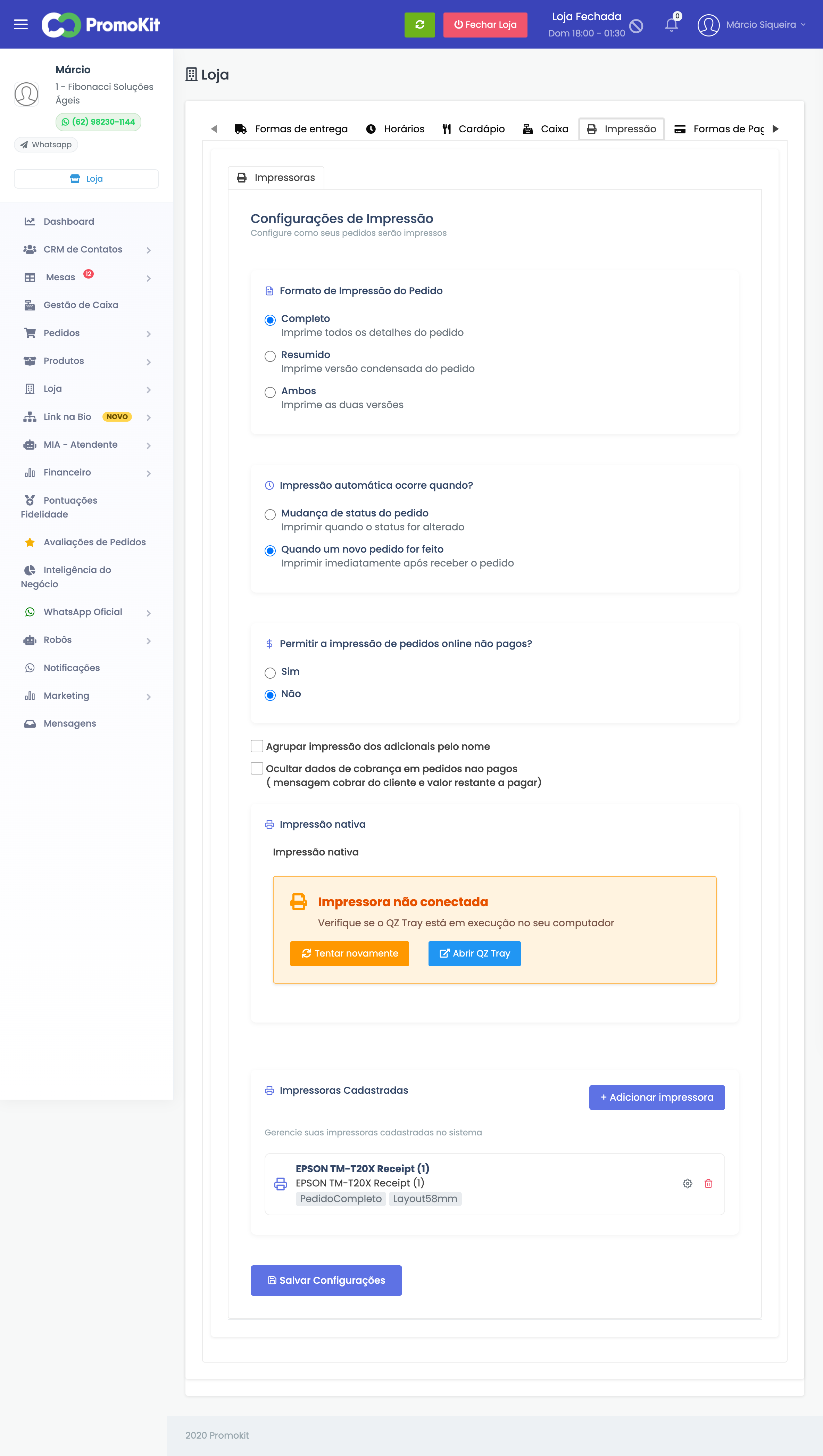 Configuração de Impressão