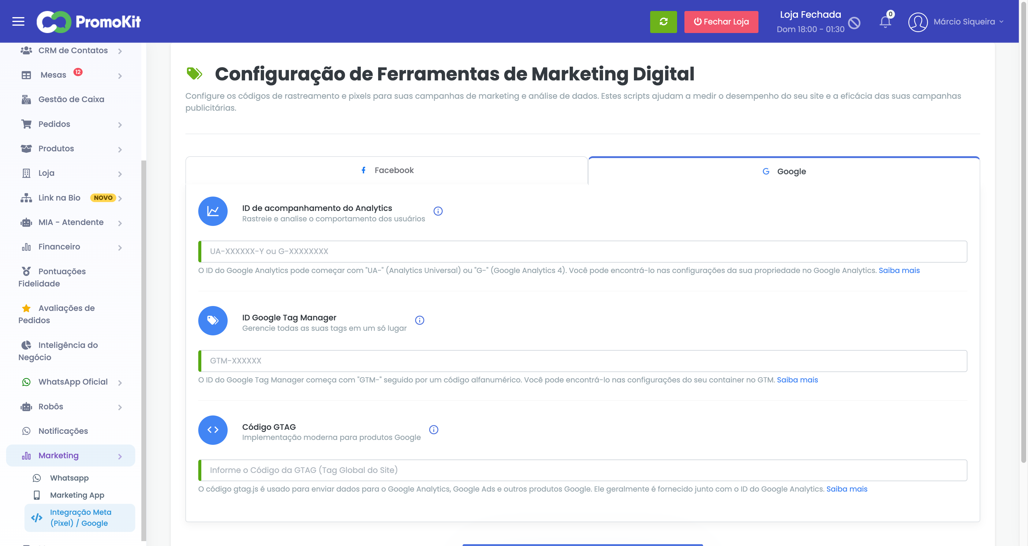 Configuração do Google Analytics, Tag Manager e GTAG
