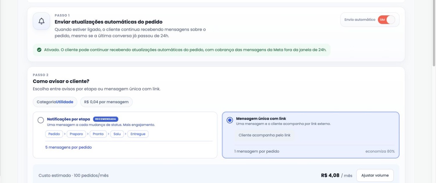 Configuração atual do WhatsApp Business